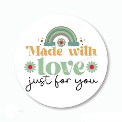 MADE WITH LOVE JUST FOR YOU SCRAPBOOK STICKERS FAVORS ENVELOPE SEALS LABELS