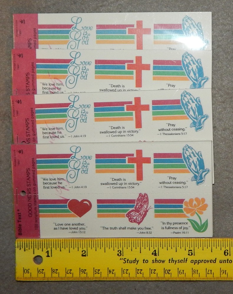 4 Packs Vintage Gummed Rainbows with Scripture Stickers (1 3/8″ x 1 5/8″) new