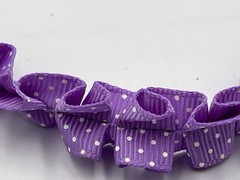 Lot 2 Ruffle Ribbon Spool 5/8in Polka Dot Grosgrain Blue Purple Hair Bow Trim