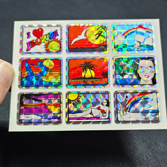 Vintage 80’s 9 Small Prism Florida Tropical Rainbow Beach Vending Stickers Sheet
