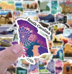50 Pc USA States Map Stickers United States Travel Map Stickers Waterproof Vinyl