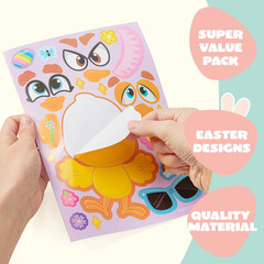 24 PCS Easter Match Make a Face Stickers – Chick Bunny Sheep Egg Pattern