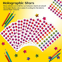 Star Stickers, Holographic Rainbow Small Star Stickers for Kids Reward, Behavior