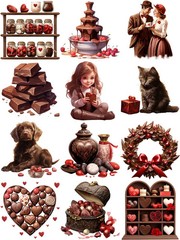 Valentines Chocolates Puppy Kitten Stickers Stationery Journal Scrapbook Craft