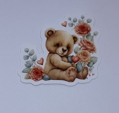 Cute Bear Animal Love Sticker Vinyl Decal Journal Wall Anniversary Roses Art Tc6