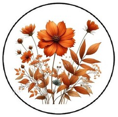 BURNT ORANGE FALL FLOWERS AUTUMN ENVELOPE SEALS LABELS STICKERS PARTY FAVORS