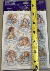 Vintage Sticker Sheet Cute Glittery Angels Glittery Hallmark 1994 New In Package