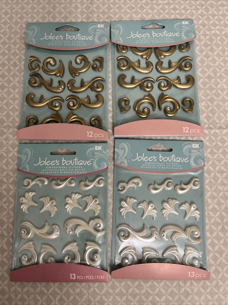 jolee’s boutique stickers lot Of 4 Gold & White Dimentional Stickers EK Success