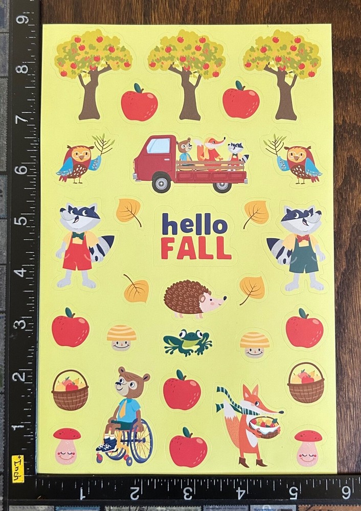 THANKS GIVING, FALL, APPLE TREE, OWL, FOX, ONE SHEET BEAUTIFUL STICKERS #FAL01