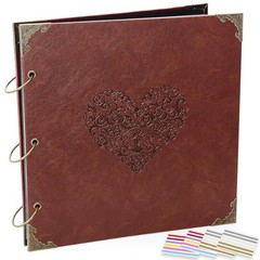 ADVcer 12×12 Photo Album Scrapbook Vintage Leather 3-Ring Binder DIY Memory Book