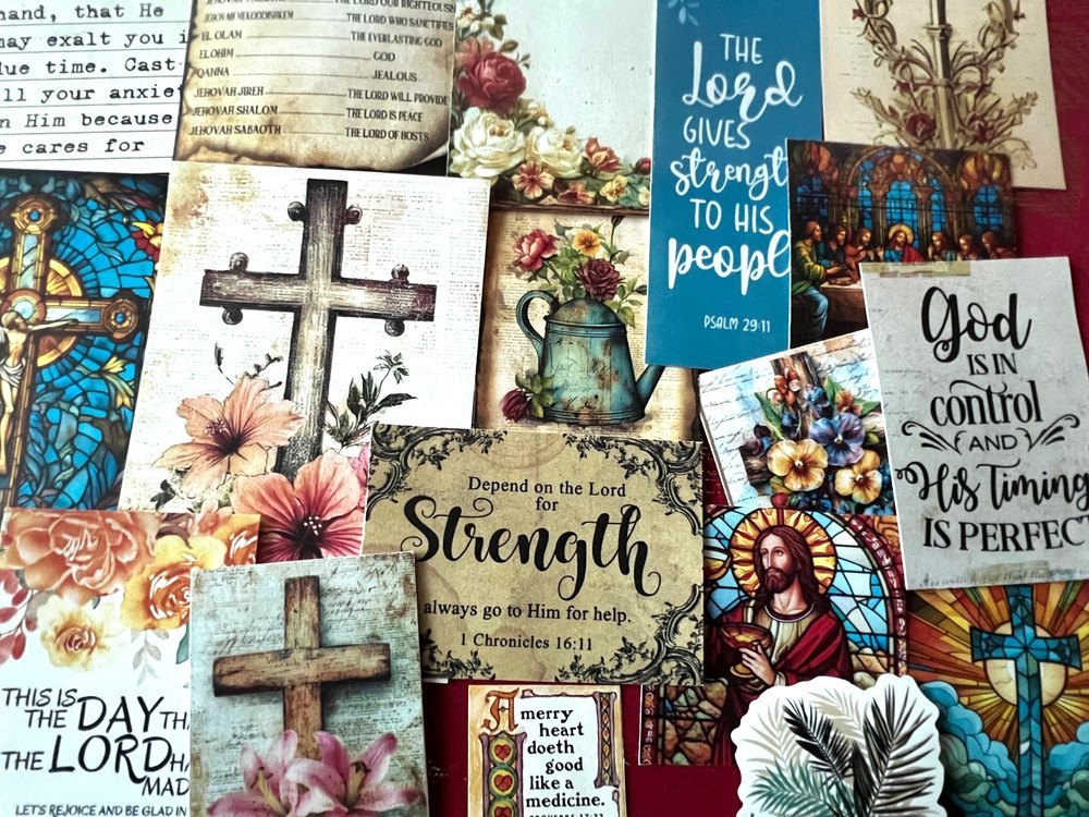 #773 – SMALL FAITH & FLORAL Junk Journal Scrapbooking Kit – 15 Pieces SHIPS FREE