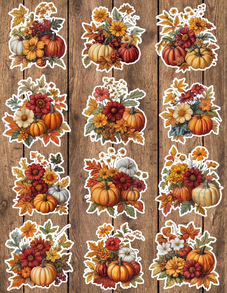 Fall Arrangement Die Cut Vinyl Stickers Set Scrapbooking Laptop Waterbottle