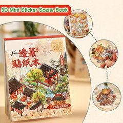 4-Pack Mini DIY 3D Sticker Scenes Book, 32 Sets Miniature Sticker Scenes