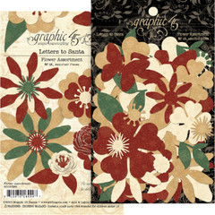Graphic 45 LETTERS TO SANTA Flower Assortment 48 pcs Christmas Red Green