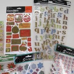 Scrapbook lot Of Sickers Letters Various Brands Trees Snowflake Flowers Crafts