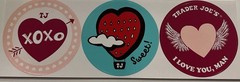 Trader Joe’s Stickers Jumbo 4’ Valentine’s Day