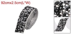 1 Inch x 1 Yard Crystal Rhinestone Sticker Ribbon Silver Black