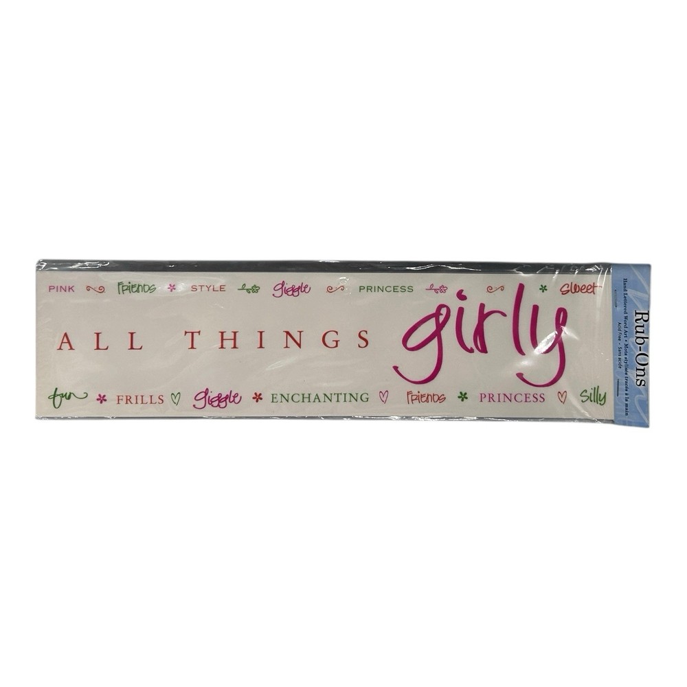 Deja Views All Things Girly Wonderful Words Rub-Ons Scrapbook Crafts NEW