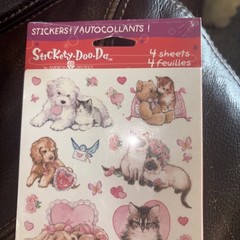 Vintage Stickers New 4 Sheet AGC Made USA Kittens Puppies Sticker-doo-da Dogs