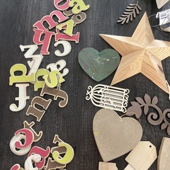 Mixed Media Craft Lot 138 Pieces Wood Cutouts Chipboard Letter Tags Junk Journal