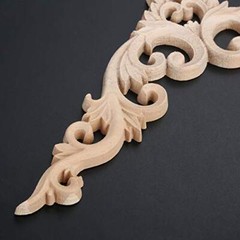 Wood Appliques Decorative Wood Onlays for Furniture, 4Pcs Unpainted DIY Retro