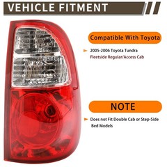 Tail Light Assembly Compatible With 2005-2006 Toyota Tundra Fleetside Regular…