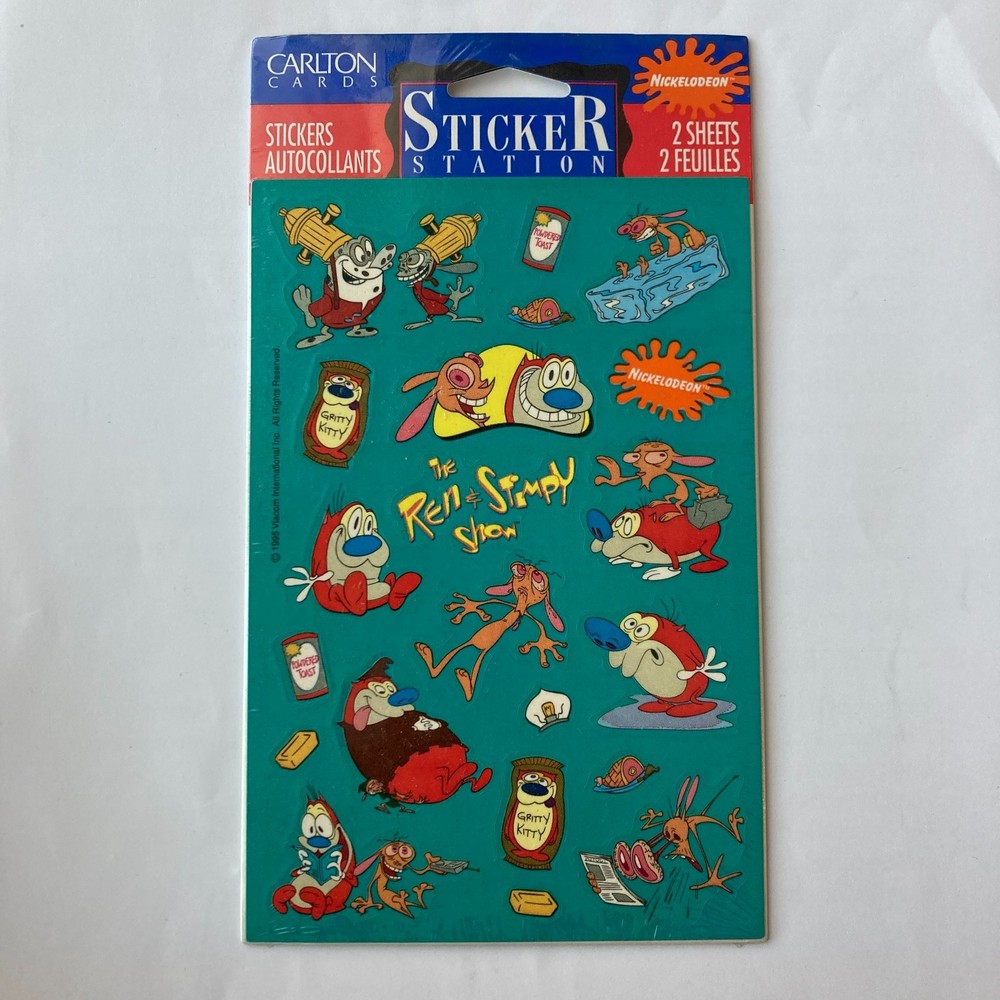 *NEW SEALED* VINTAGE 1995 REN & STIMPY SHOW STICKER SHEETS nickelodeon cartoon