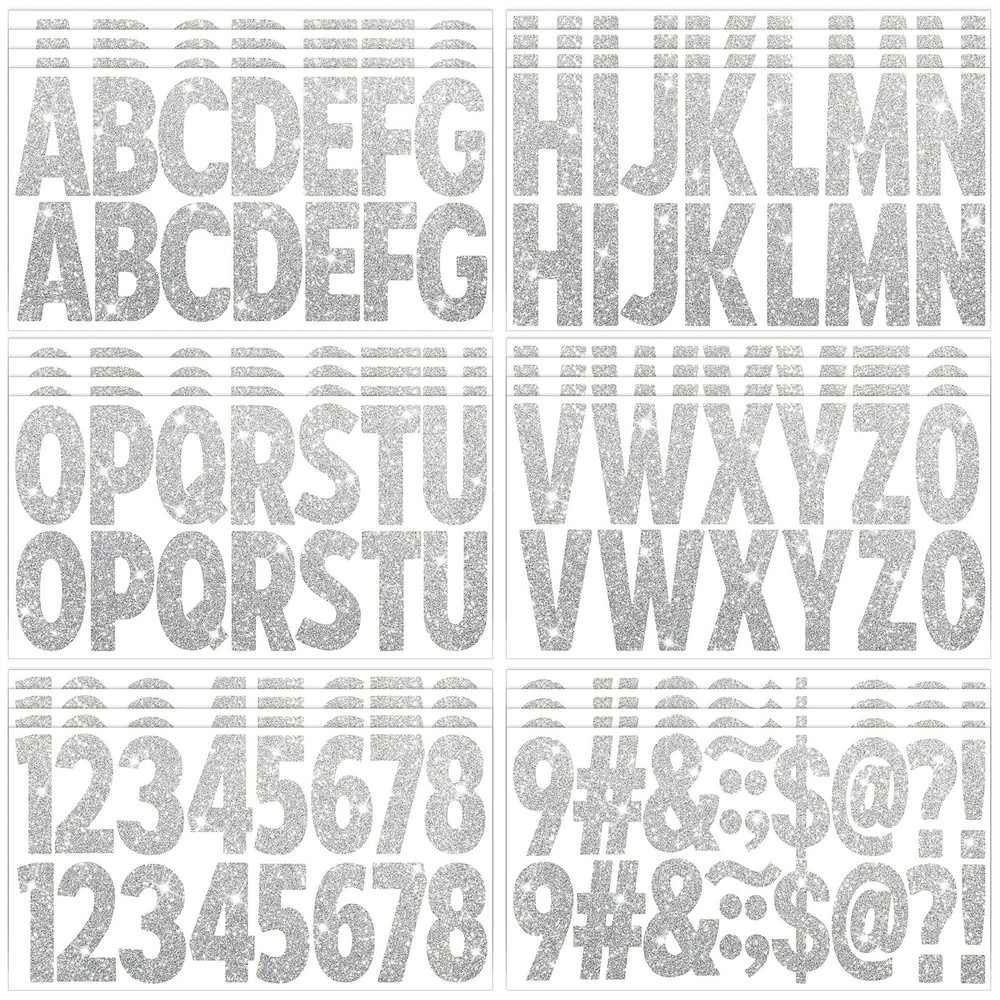376 Pcs 24 Sheets Large Letter Stickers Glitter Big Font 2.5 Inch, Silver