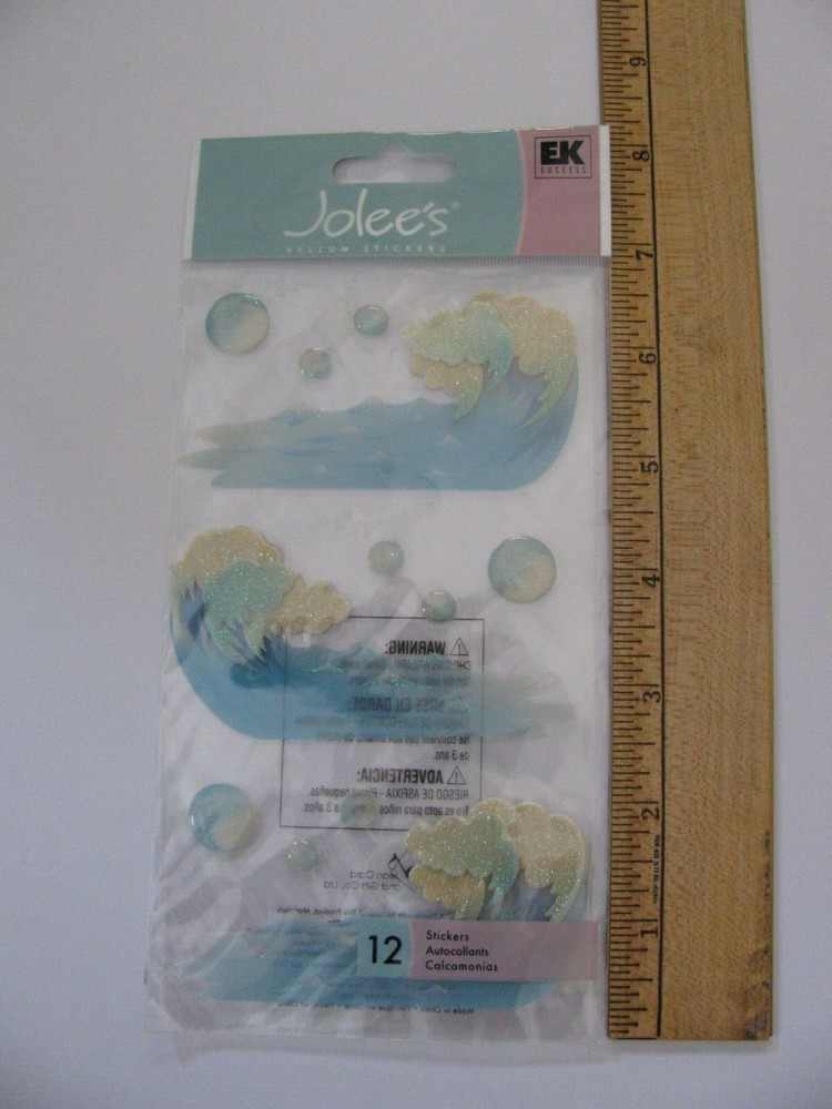Jolee’s Dimensional Vellum Stickers WAVES 12 Pieces NIP