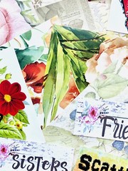 Junk Journal Supplies 50+Items Scrapbook Papers Quotes Vintage Book Pages kit#3N