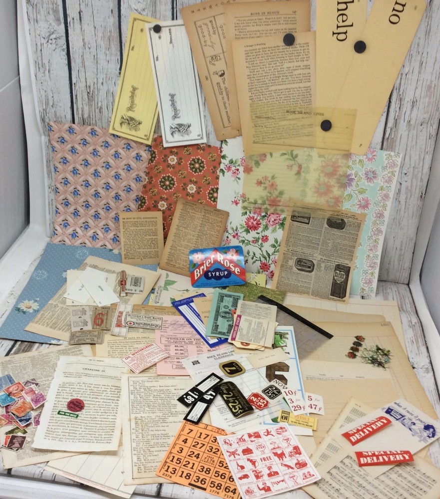 VTG Ephemera Supplies Kit Bundle – Scrapbooking Junk Journal – Pages Labels etc.