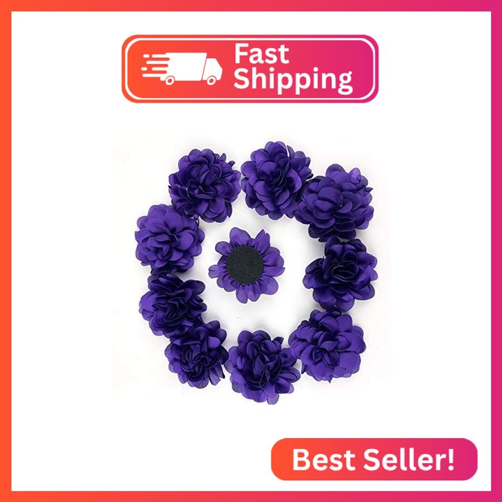 Worlds Purple Chiffon Ruffled Fabric Flower for DIY Handmade Decorative, Hair Cl
