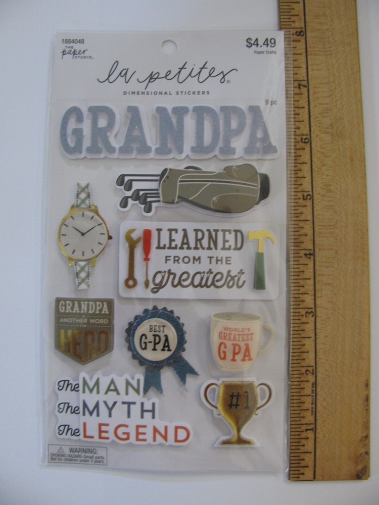 La Petites Dimensional Stickers GRANDPA 9 Pieces NIP