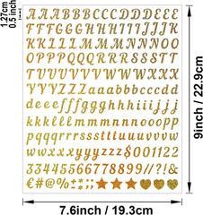 0.5 Inch Small Letter Sticker, Golden Vinyl Self Adhesive Alphabet Number Sticke