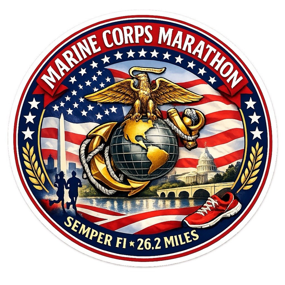 Marine Corps Marathon 3” Wide Souvenir Sticker Vinyl Decal Runner Athlete Cars