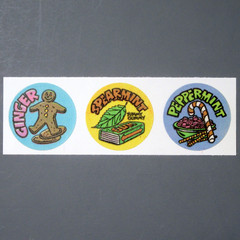 Vintage GORDY Smelly Stickers Scratch & Sniff Strip GINGER SPEARMINT PEPPERMINT