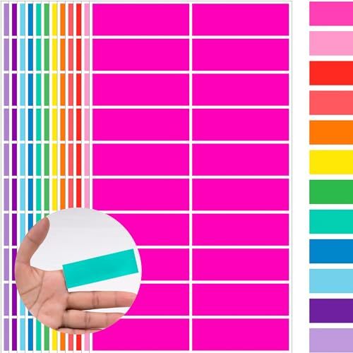 Colored Label Sticker in 12 Colors,3 x 1 Inch Rectangle Color- Coding 480