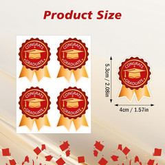 200 PCS Graduation Stickers for Envelopes, Red Gold Class of 2026 Graduation Bad