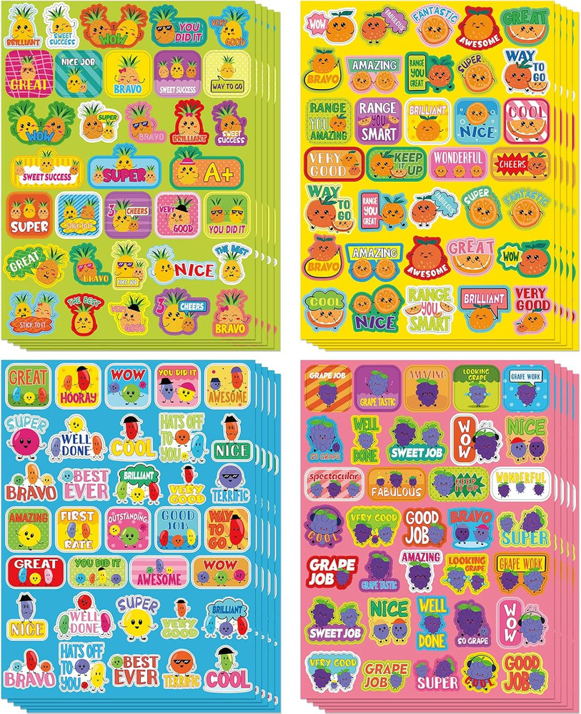 750 Pcs Scented Smelly Reward Stickers for Kids Classroom, Motivational Scratch