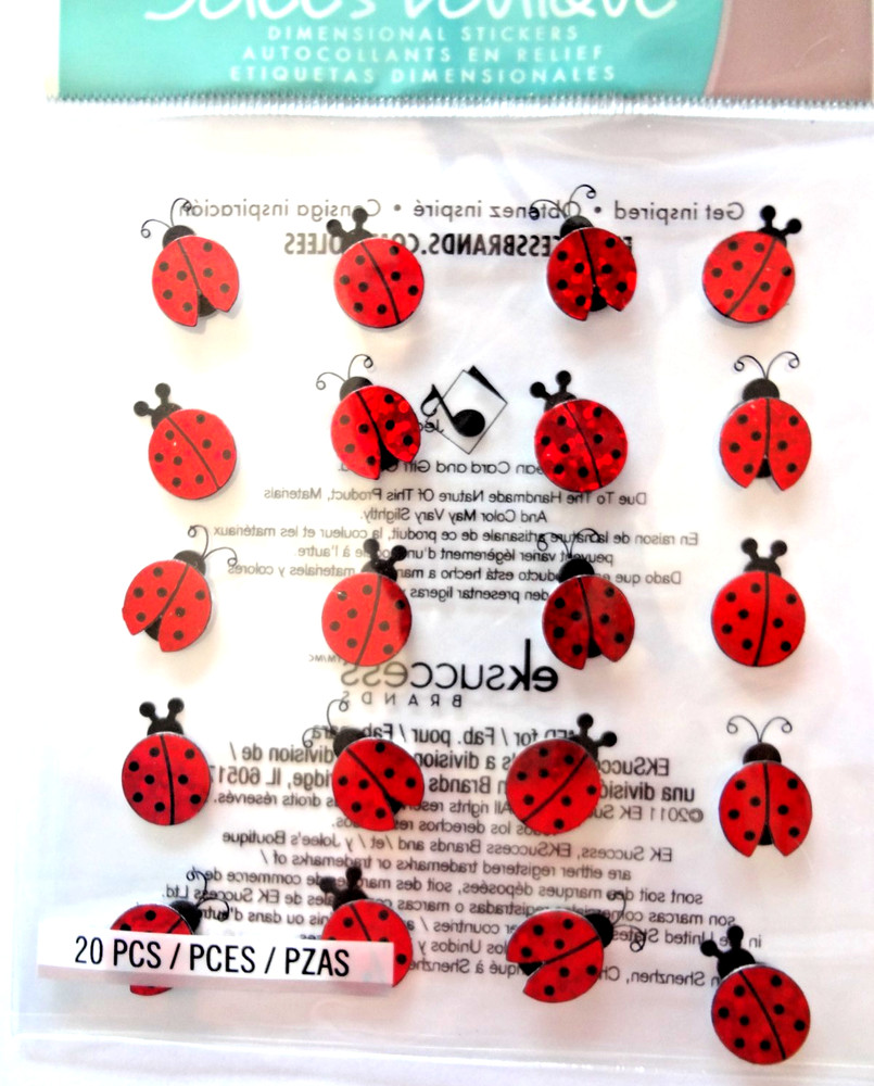 Crafts Stickers Jolee’s Cobochans 3D Little Ladybugs Repeats Red Black Dots