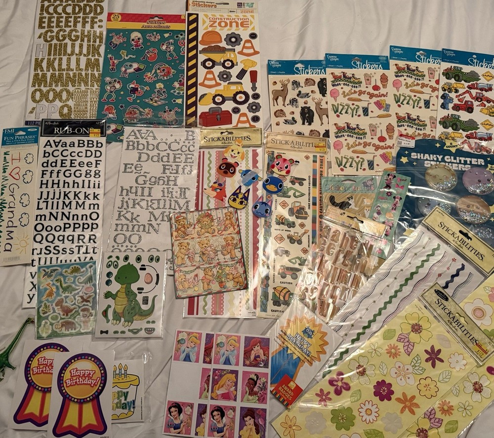 Vintage Sticker Lot Mostly New Huge Mixed Scrapbooking Craft Alphabet Kids NOS