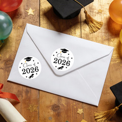 120Pcs Graduation Stickers, 1.6 Inch Self Adhesive Class of 2026 Stickers Label