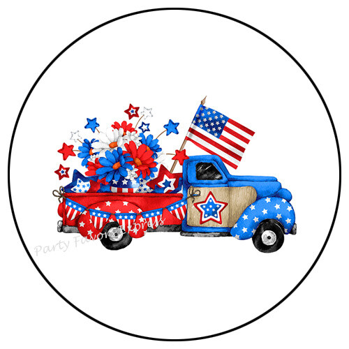 30 JULY 4TH FLOWERS TRUCK ENVELOPE SEALS LABELS STICKERS PARTY FAVORS 1.5″
