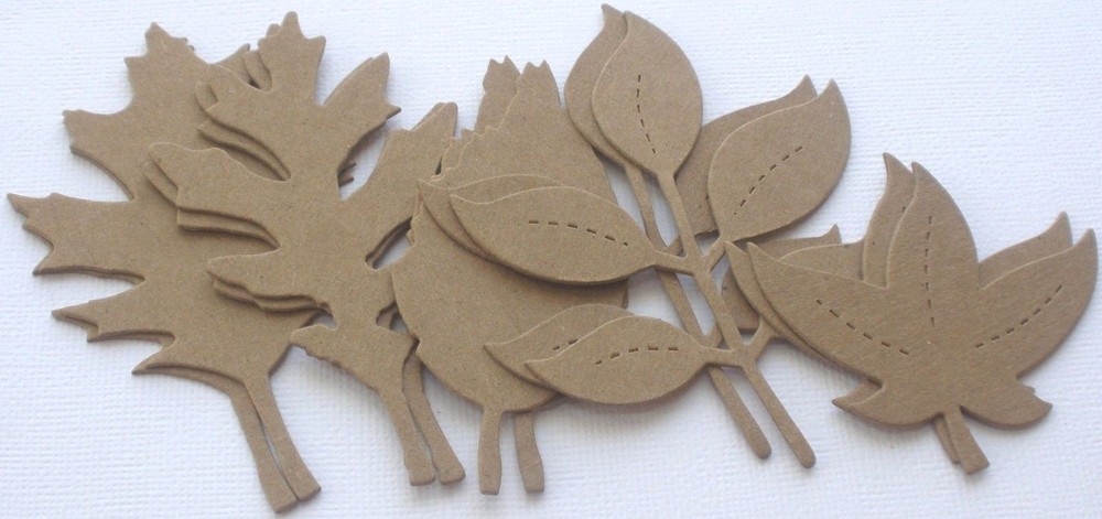 {10} ASSORTED FALL LEAVES – Autumn Leaf Foilage – Bare Chipboard Die Cut