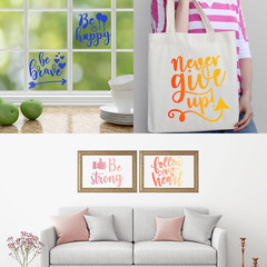 16 PCS Inspirational Word Stencil Motivational Quote Reusable Polyester Film Tem
