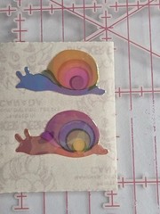 vintage 1980s Sandylion pearlescent snail stickers shiny, colorful