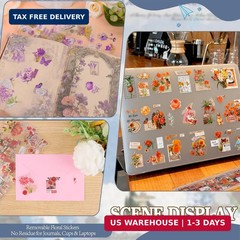 555Pcs 48Sheets Flower Stickers for Scrapbooking Transparent Die Cut Vintage Flo