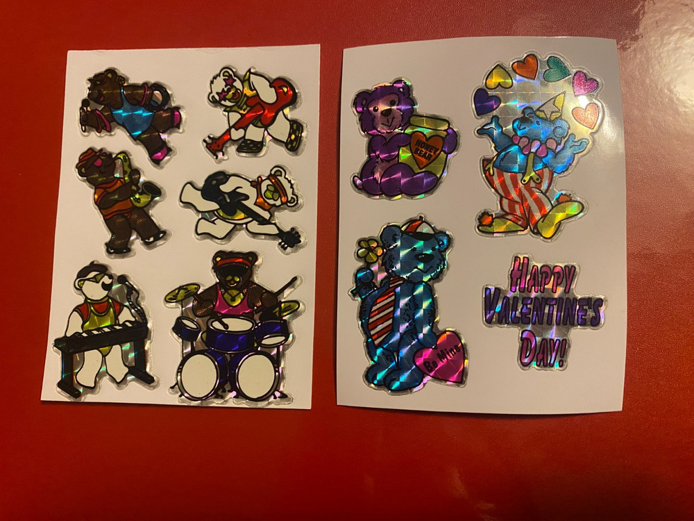 Set of 2 Vtg Prism Vending Sticker Sheets 4×3 Inches Ea. Bears