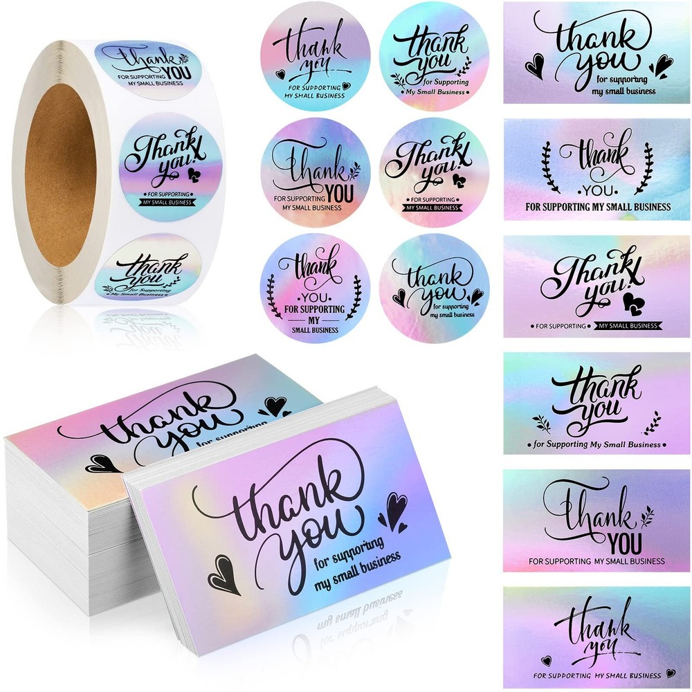 1120 Pieces Thank You Cards and Stickers Set, Include 120 Thank You Business …