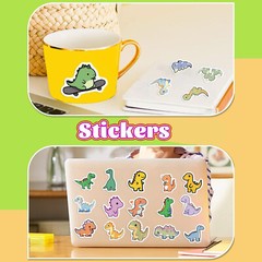100Pc Kids Cute Dinosaur Stickers Skateboard Water Bottle Phone Waterproof Vinyl